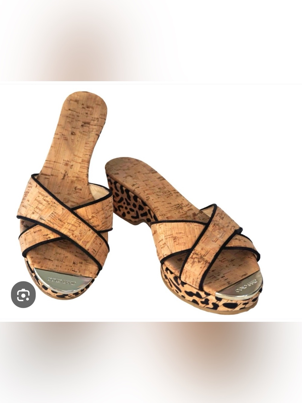 Jimmy Choo - Panna - Leopard-Print Cork Wedge Slide Sandals